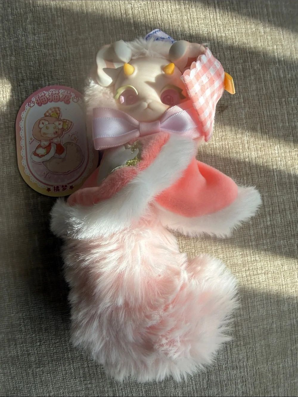 Tutu long Plush Pink Fantasy Creature Toy with Bow